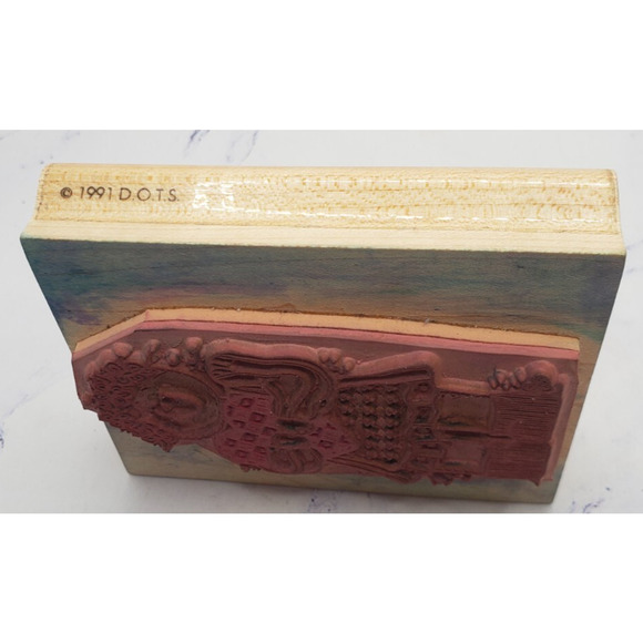 Curly Haired Girl Doll Love Hug A Heart Dots Wood Mounted Rubber Stamp - Picture 5 of 7